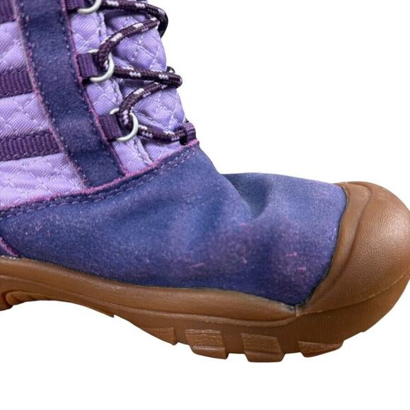 Keen Wapato Waterproof Leather Girls Kids Purple Fur Trim Wnter Boots Tall sz 2 - Picture 2 of 16